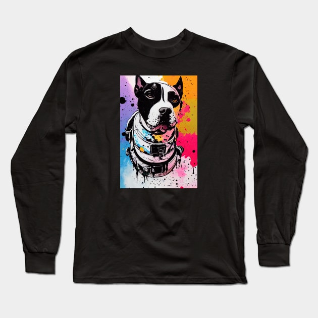 Astronaut pitbull profile Long Sleeve T-Shirt by etherElric